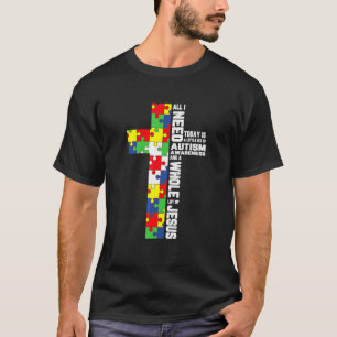 Autism Awareness Jesus Cross Puzzle Cool Christian T-Shirt
