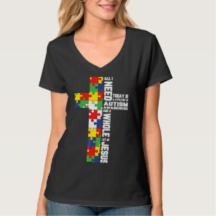 Autism Awareness Jesus Cross Puzzle Cool Christian T-Shirt