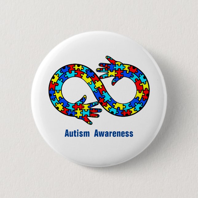 Autism Awareness Jigsaw Puzzle Infinity Symbol 6 Cm Round Badge (Front)