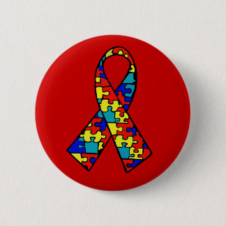Autism Awareness Jigsaw Puzzle Ribbon Products 6 Cm Round Badge