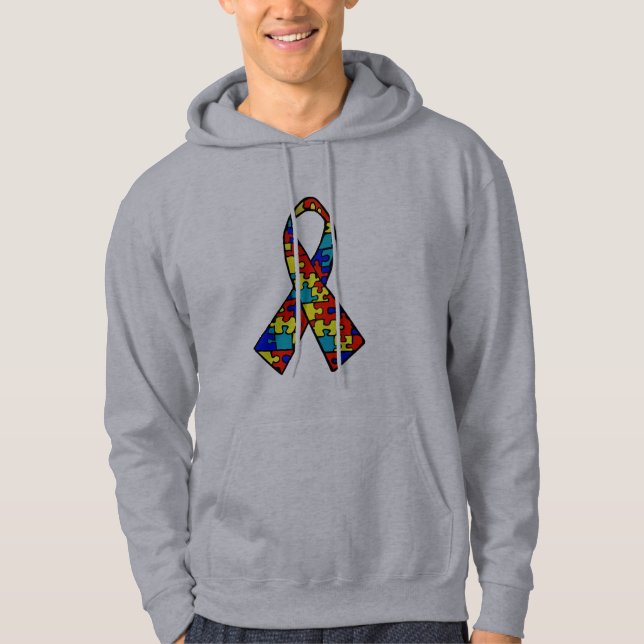 Autism Awareness Jigsaw Puzzle Ribbon Products Hoodie (Front)