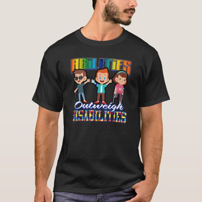 Autism Awareness Kids Abilities Outweigh Disabilit T-Shirt (Front)