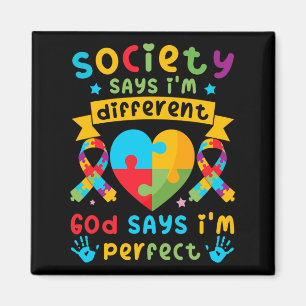 Autism Awareness Kids Boys God Says I'm Perfect  Magnet