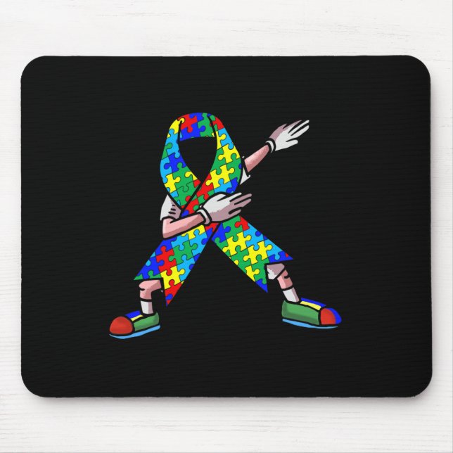 Autism Awareness Kids Dabbing Puzzle Piece Love Da Mouse Mat (Front)
