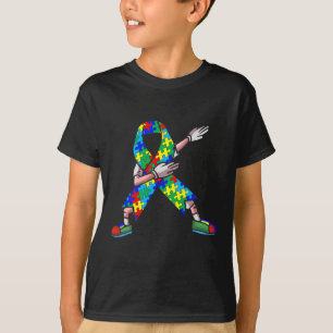Autism Awareness Kids Dabbing Puzzle Piece Love Da T-Shirt