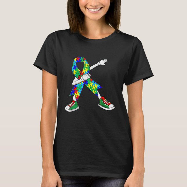 Autism Awareness Kids Dabbing Puzzle Piece Love Da T-Shirt (Front)