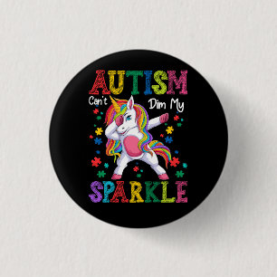 Autism Awareness Kids Dabbing Unicorn Can'T Dim My 3 Cm Round Badge