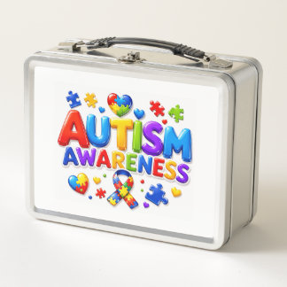 Autism Awareness Kids Lunch Kit Metal Lunch Box