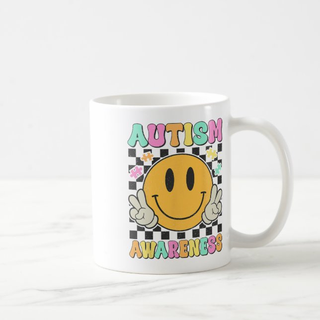 Autism Awareness Kids Men Women Smile Face Autisti Coffee Mug (Right)