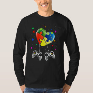 Autism Awareness Kids Video Gamer Puzzle Piece Blu T-Shirt