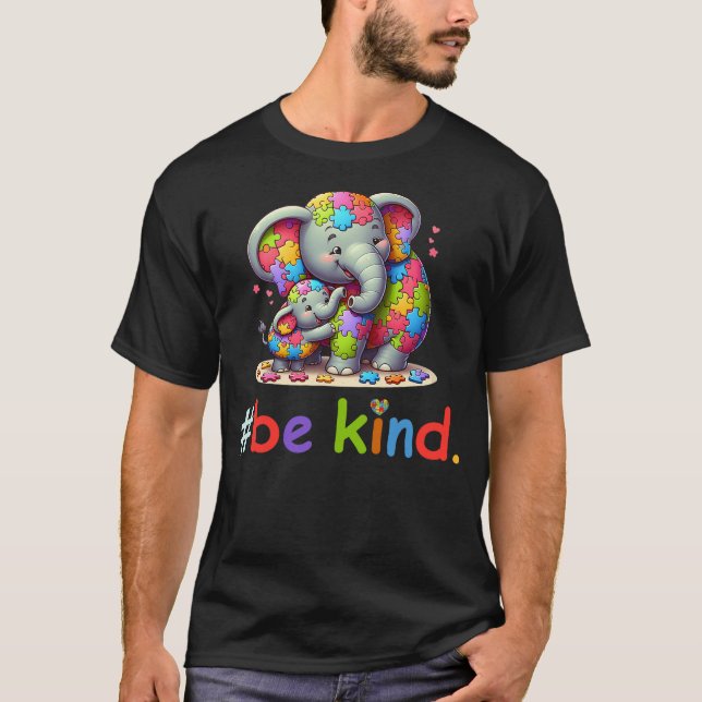 Autism Awareness Kindness Gifts Elephant Mom Baby  T-Shirt (Front)