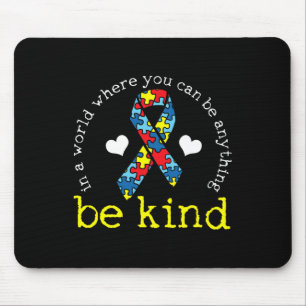 Autism Awareness Kindness Ribbon Heart Mouse Mat