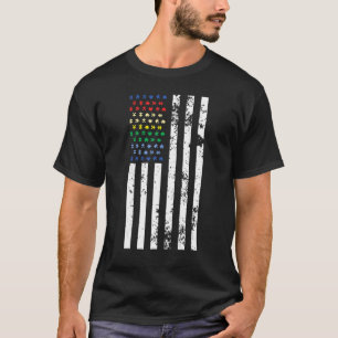 Autism Awareness Kindness U S Flag Graphic Puzzle T-Shirt