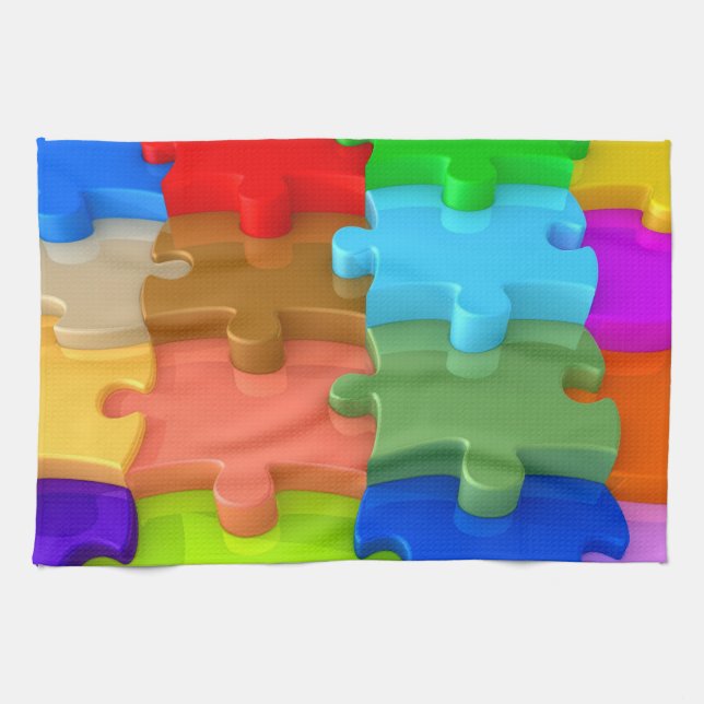 Autism Awareness Kitchen Towel Multicolor 3DPuzzle (Horizontal)