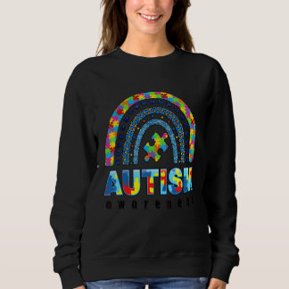 Autism Awareness  Leopard Rainbow Puzzle Autistic  Sweatshirt