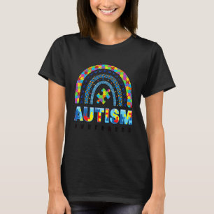 Autism Awareness Leopard Rainbow Puzzle Autistic T-Shirt