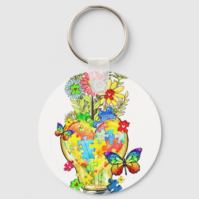 autism awareness let your light shin key ring (Front)
