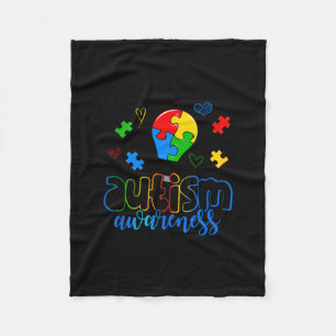 Autism Awareness Light Bulb Puzzle Fleece Blanket