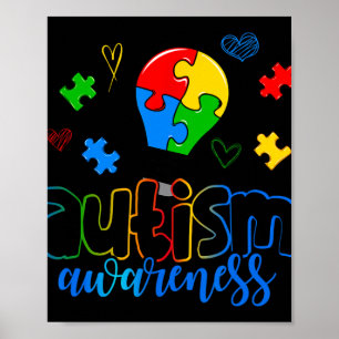 Autism Awareness Light Bulb Puzzle Poster