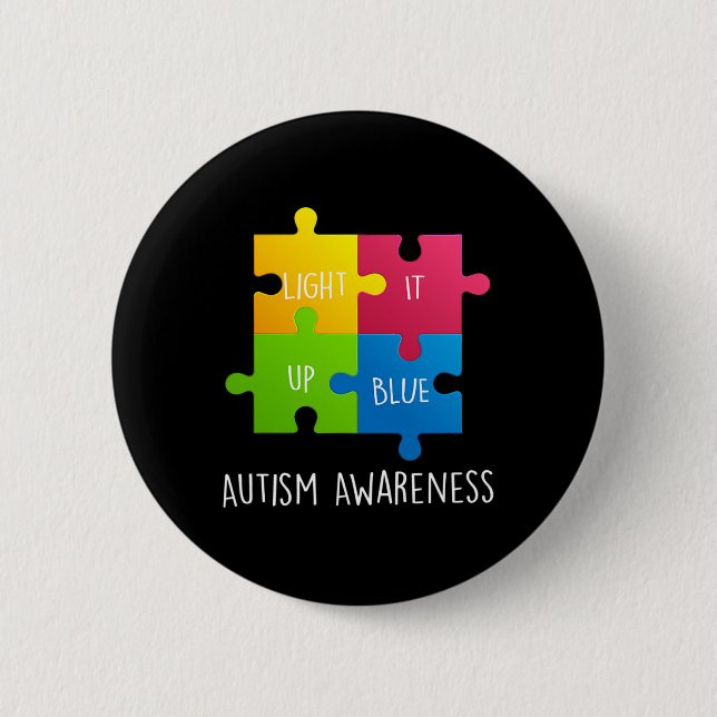 Autism Awareness Light It Up Blue  6 Cm Round Badge (Front)