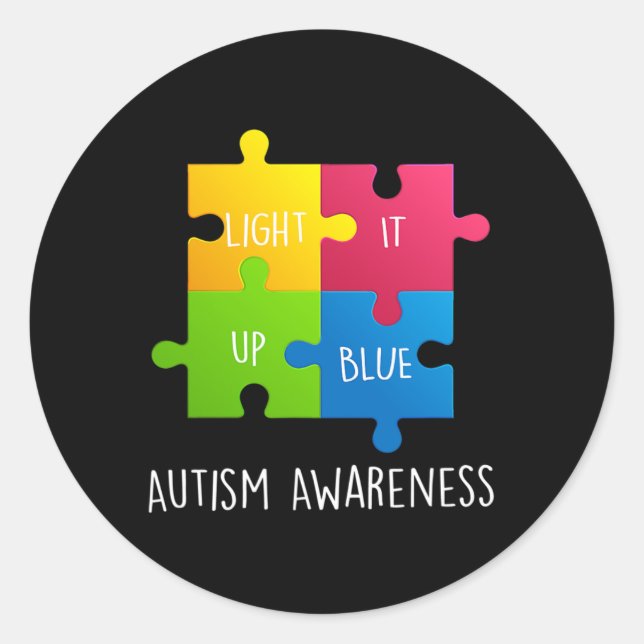 Autism Awareness Light It Up Blue  Classic Round Sticker (Front)