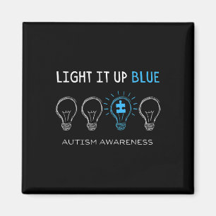 Autism Awareness Light It Up Blue Men Women Kid To Magnet