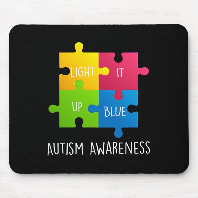 Autism Awareness Light It Up Blue  Mouse Mat (Front)