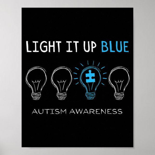 Autism Awareness Light It Up Blue Premium T-Shirt1 Poster (Front)