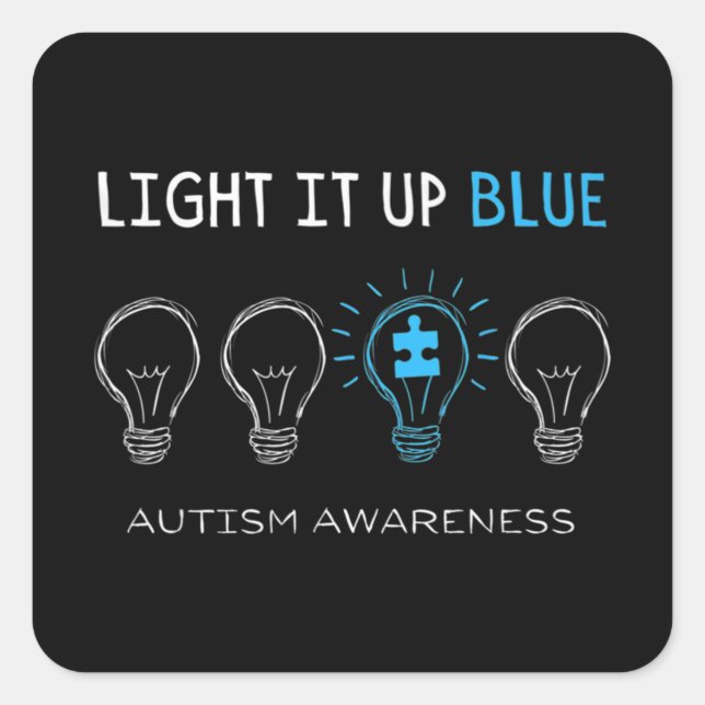 Autism Awareness Light It Up Blue Premium T-Shirt1 Square Sticker (Front)