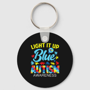 Autism awareness light up blue puzzle lightbulb me key ring