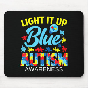 Autism awareness light up blue puzzle lightbulb me mouse mat