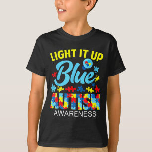 Autism awareness light up blue puzzle lightbulb me T-Shirt