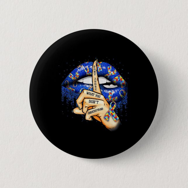 Autism Awareness Lips  6 Cm Round Badge (Front)