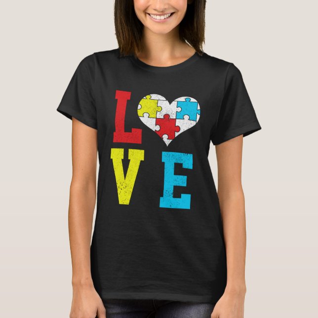 Autism Awareness LOVE Autistic Pride Asperger Prou T-Shirt (Front)