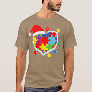 Autism Awareness Love Heart Puzzle Piece Chrismtas T-Shirt