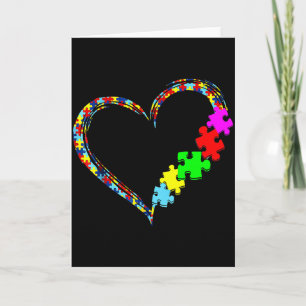 Autism Awareness Love Heart Puzzle Piece Gift Men  Card