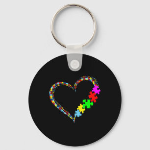 Autism Awareness Love Heart Puzzle Piece Gift Men Key Ring