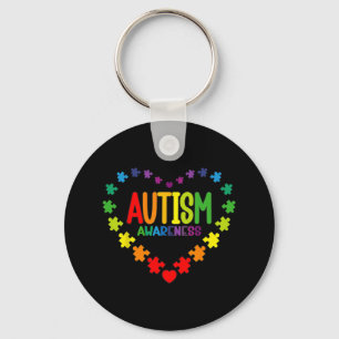 Autism Awareness Love Heart Puzzle Piece Gift Men  Key Ring