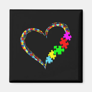 Autism Awareness Love Heart Puzzle Piece Gift Men Magnet
