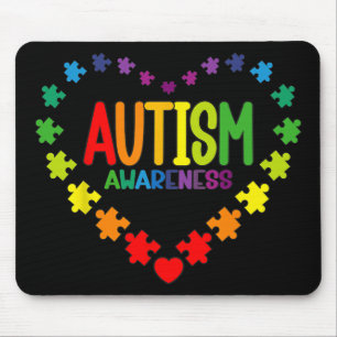 Autism Awareness Love Heart Puzzle Piece Gift Men Mouse Mat
