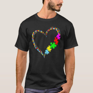 Autism Awareness Love Heart Puzzle Piece   Men Wom T-Shirt