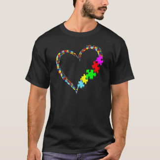 Autism Awareness Love Heart Puzzle Piece Men Women T-Shirt