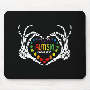Autism Awareness Love Heart Puzzle Piece Skull Mouse Mat