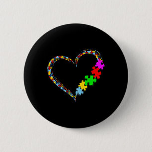Autism Awareness Love Heart Puzzle Piece Valentine 6 Cm Round Badge