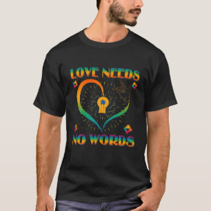 Autism Awareness Love Needs No Words Colour Puzzle T-Shirt