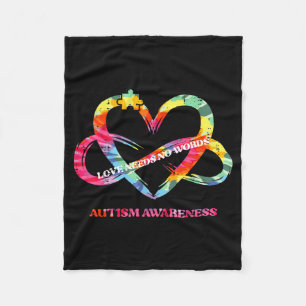 Autism Awareness Love Needs No Words Heart Women M Fleece Blanket