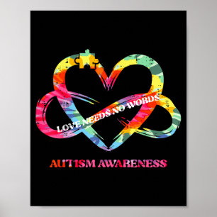 Autism Awareness Love Needs No Words Heart Women M Poster