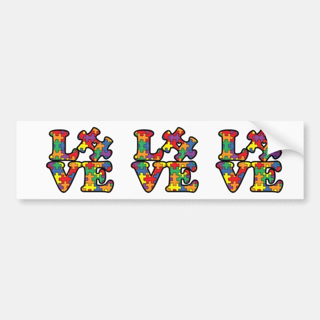 Autism Awareness Love Puzzle Piece Bumper Sticker (Front)