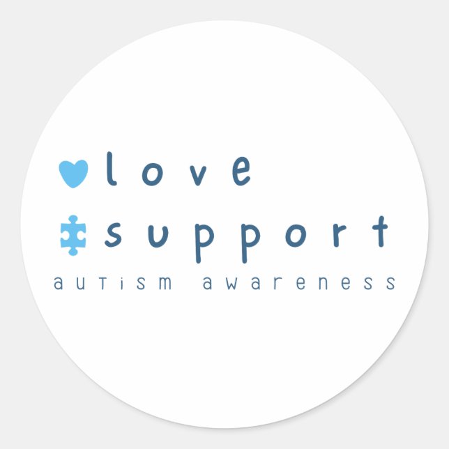 autism awareness love support Stickers Labels (Front)