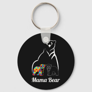 Autism Awareness Mama Bear Mum Autistic Child  Key Ring